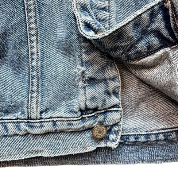 Vintage 90s Eddie Bauer Men’s Denim Jacket Size M Blue Trucker Style - Picture 6 of 11